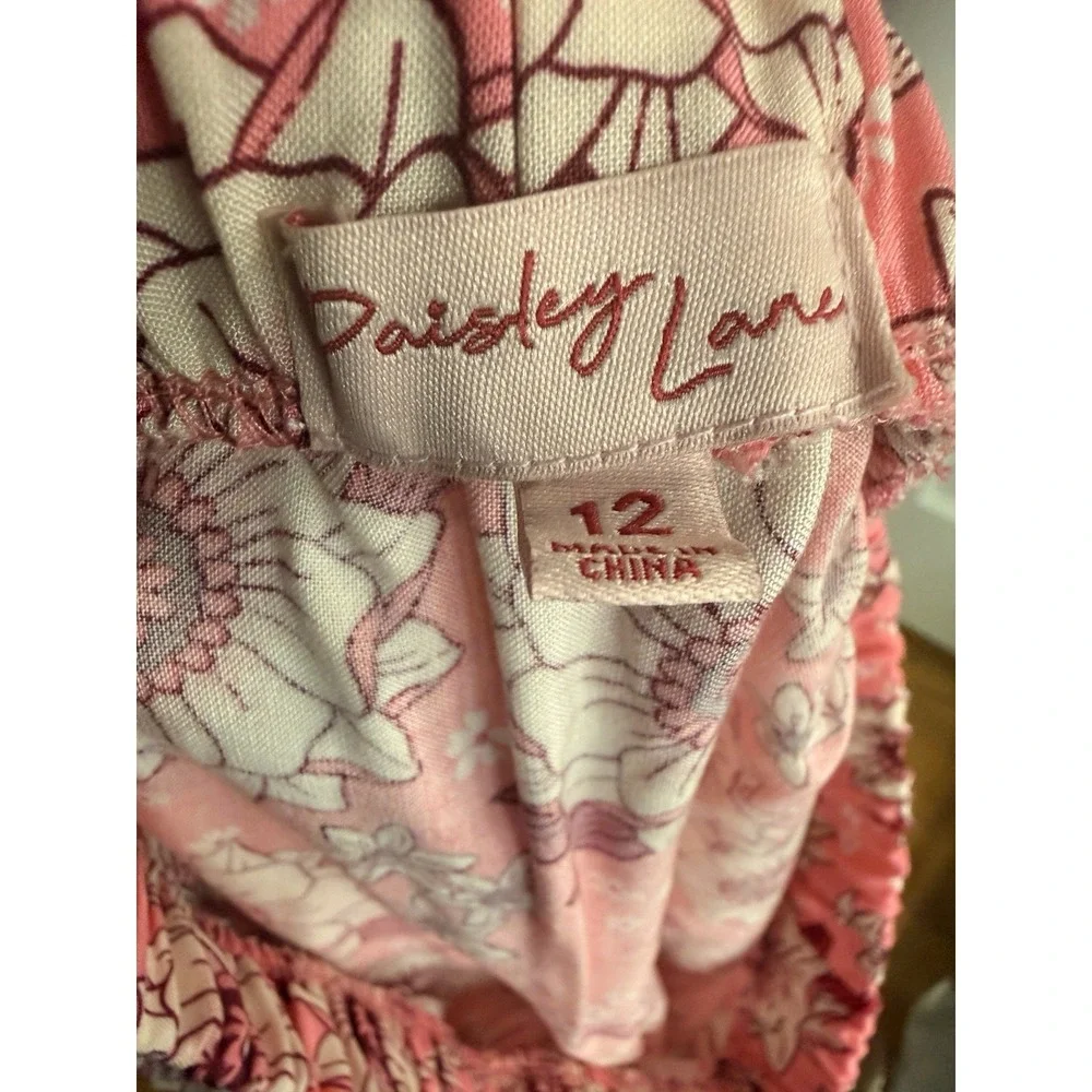 Paisley Lane Girls 2 Piece Set Pink‎ Shirt Floral Print Skirt Size 12 NWT